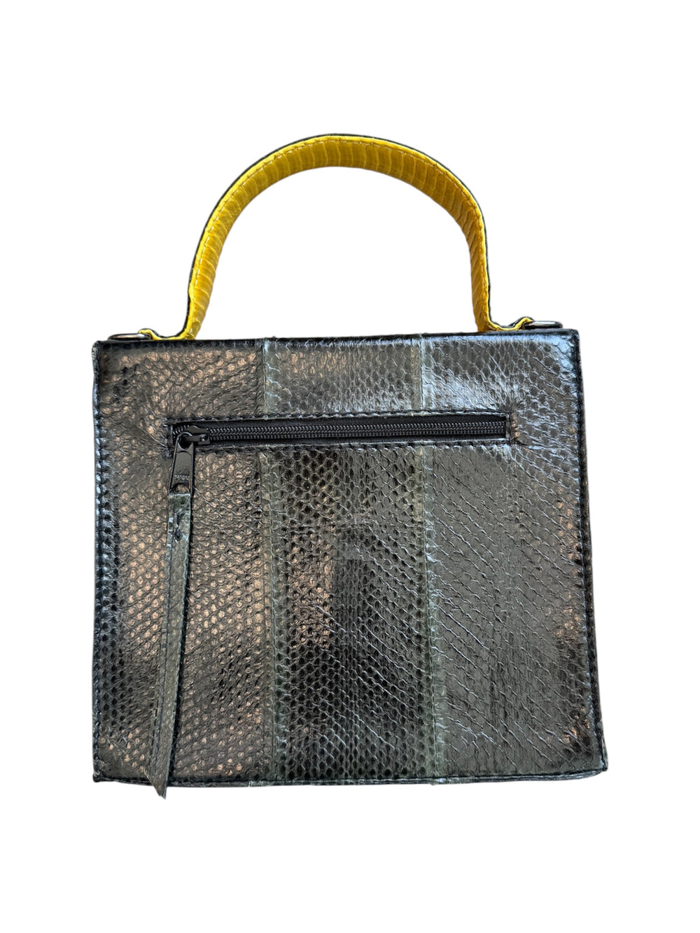 BLACK/YELLOW SNAKESKIN PAINTED SNAKE HANDBAG @MCC