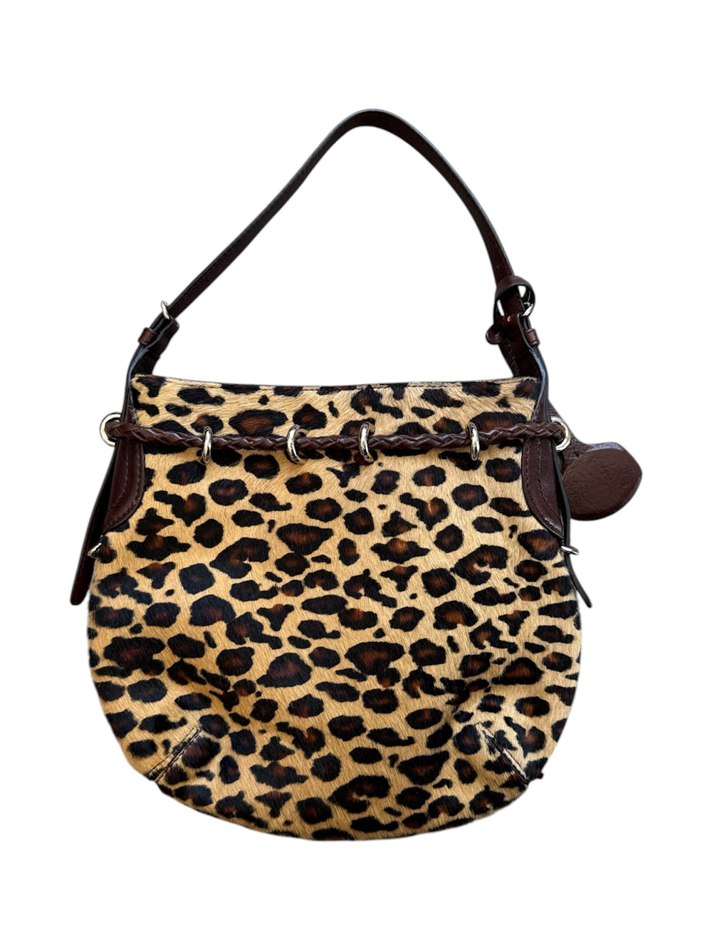 CHEETAH CALFHAIR & BROWN LEATHER MINI HANDBAG