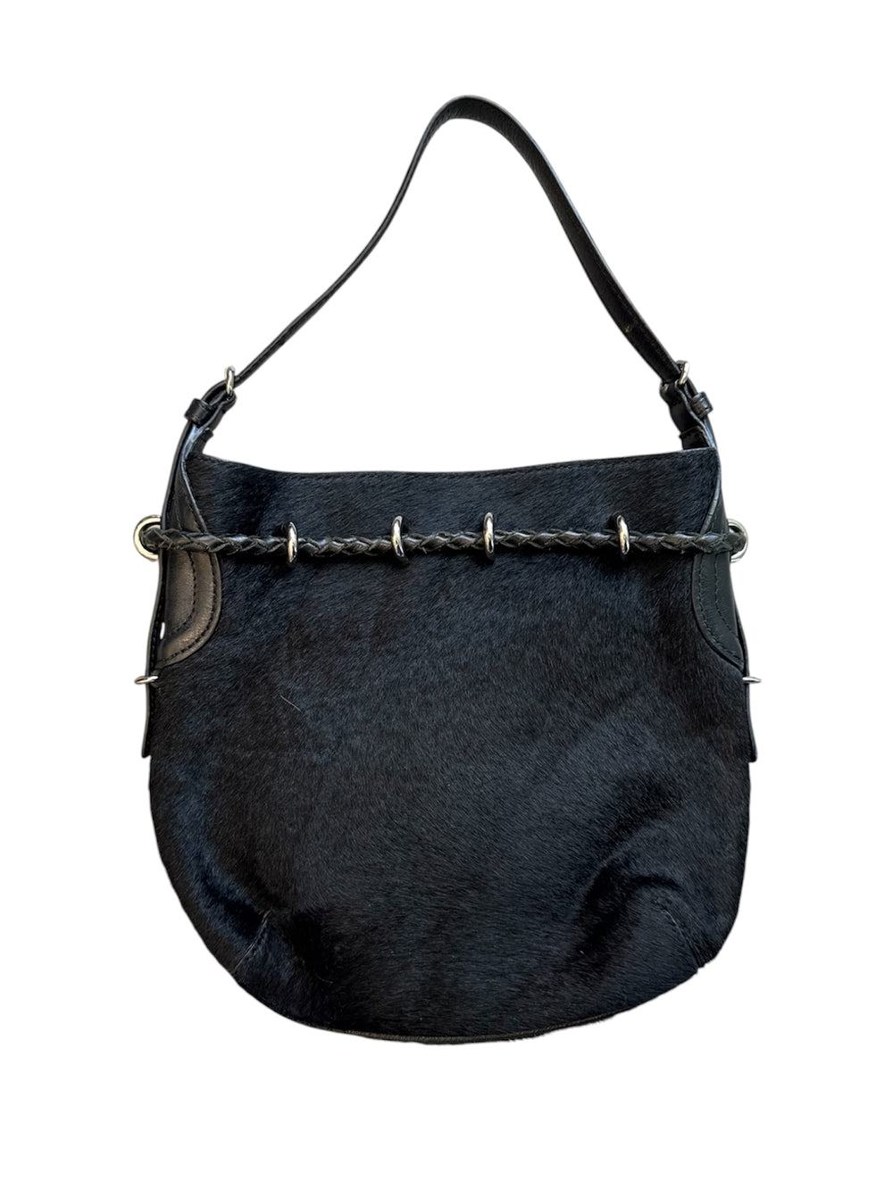 BLACK CALFHAIR & LEATHER MINI BAG @EA