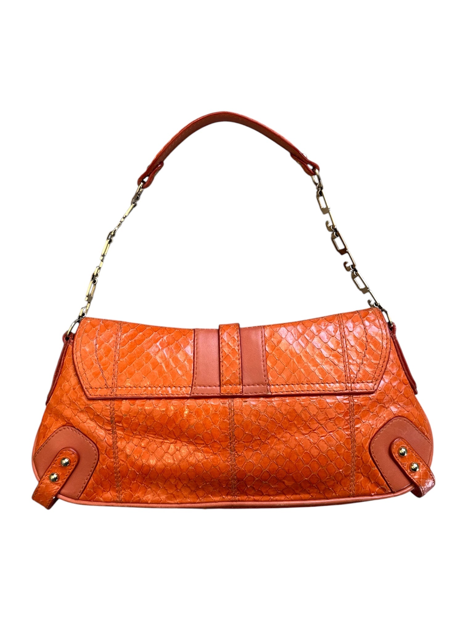 ORANGE SNAKESKIN LOGO HARDWARE MINI SHOULDER BAG
