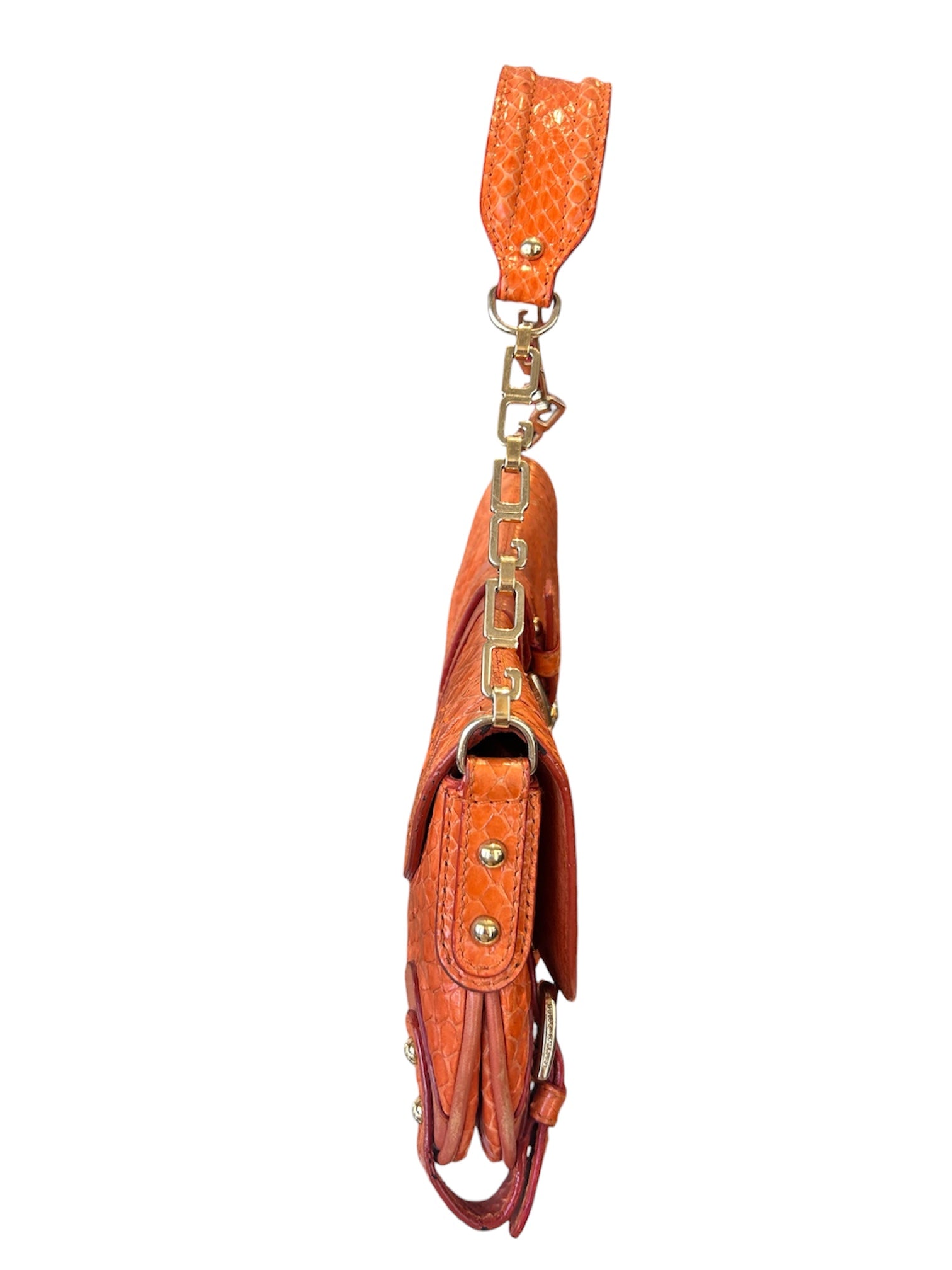 ORANGE SNAKESKIN LOGO HARDWARE MINI SHOULDER BAG
