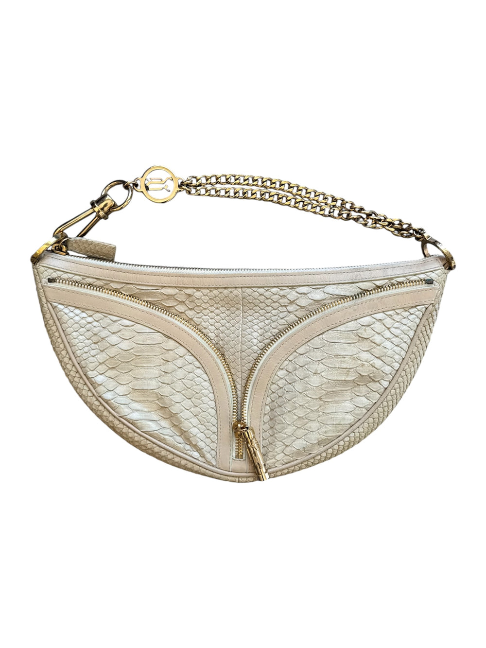 00S BEIGE PYTHON CHAIN SHOULDER BAG