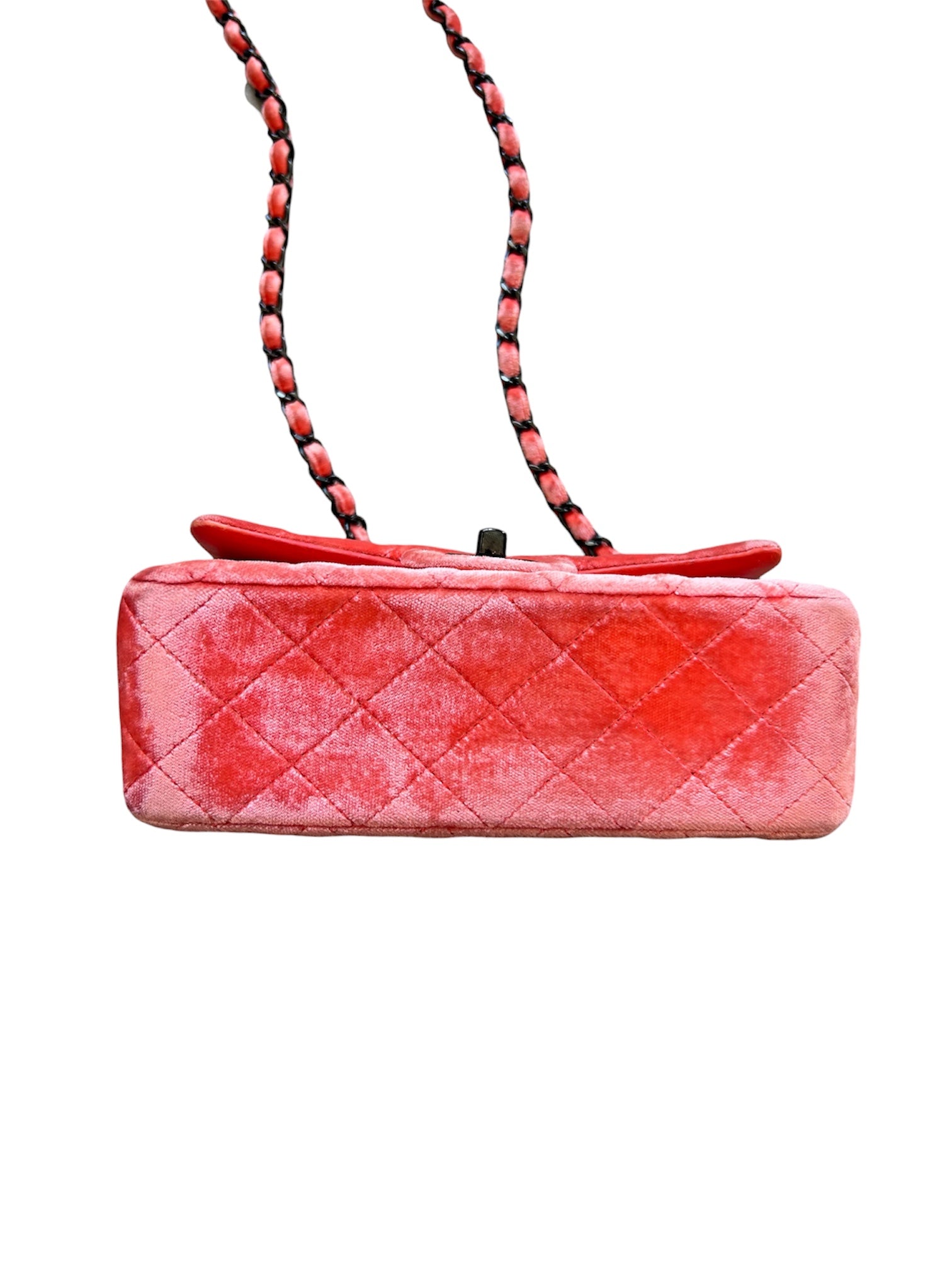 2014/15 PINK MINI CLASSIC VELVET FLAP BAG (AS IS) @SM
