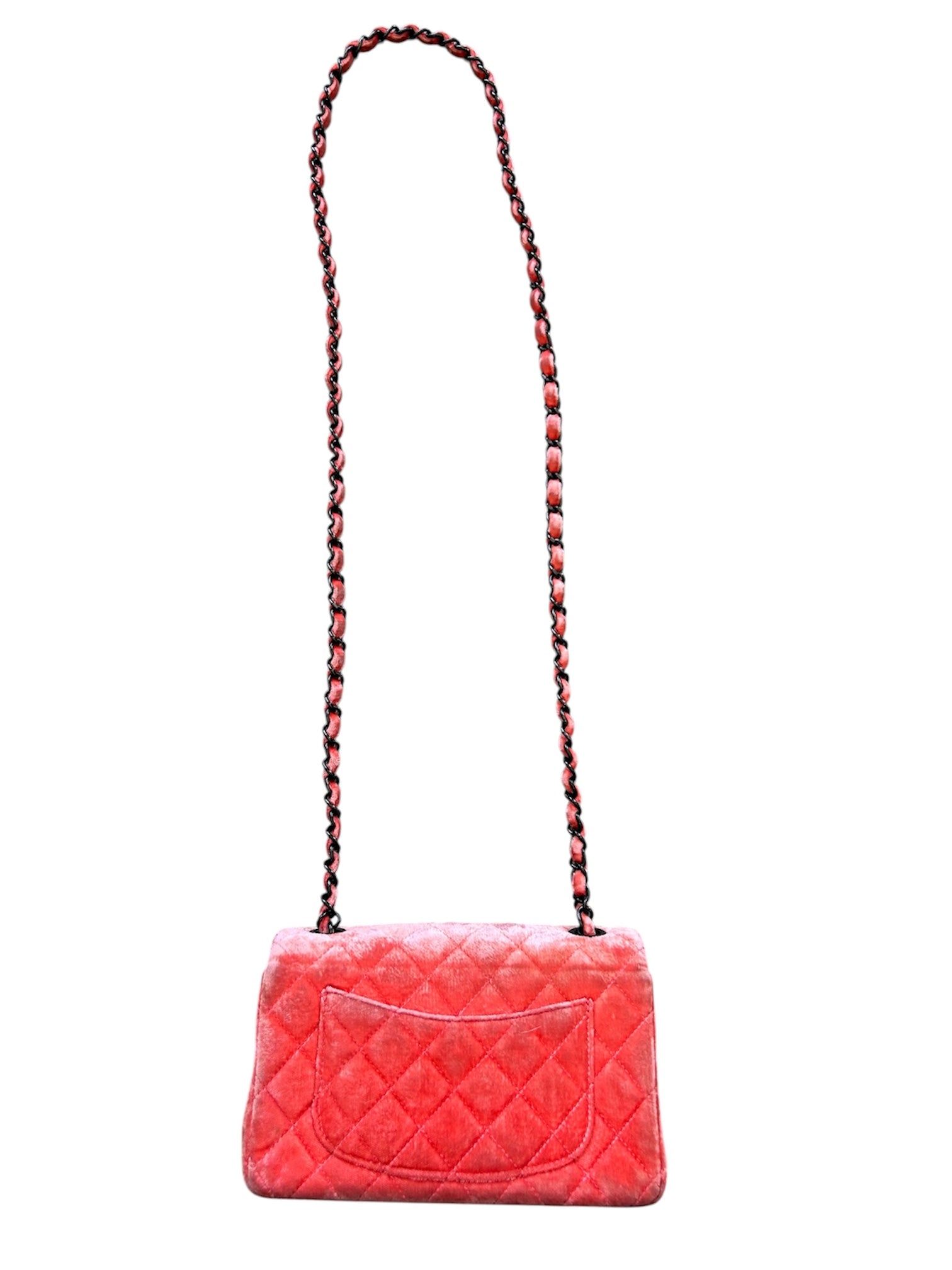 2014/15 PINK MINI CLASSIC VELVET FLAP BAG (AS IS) @SM