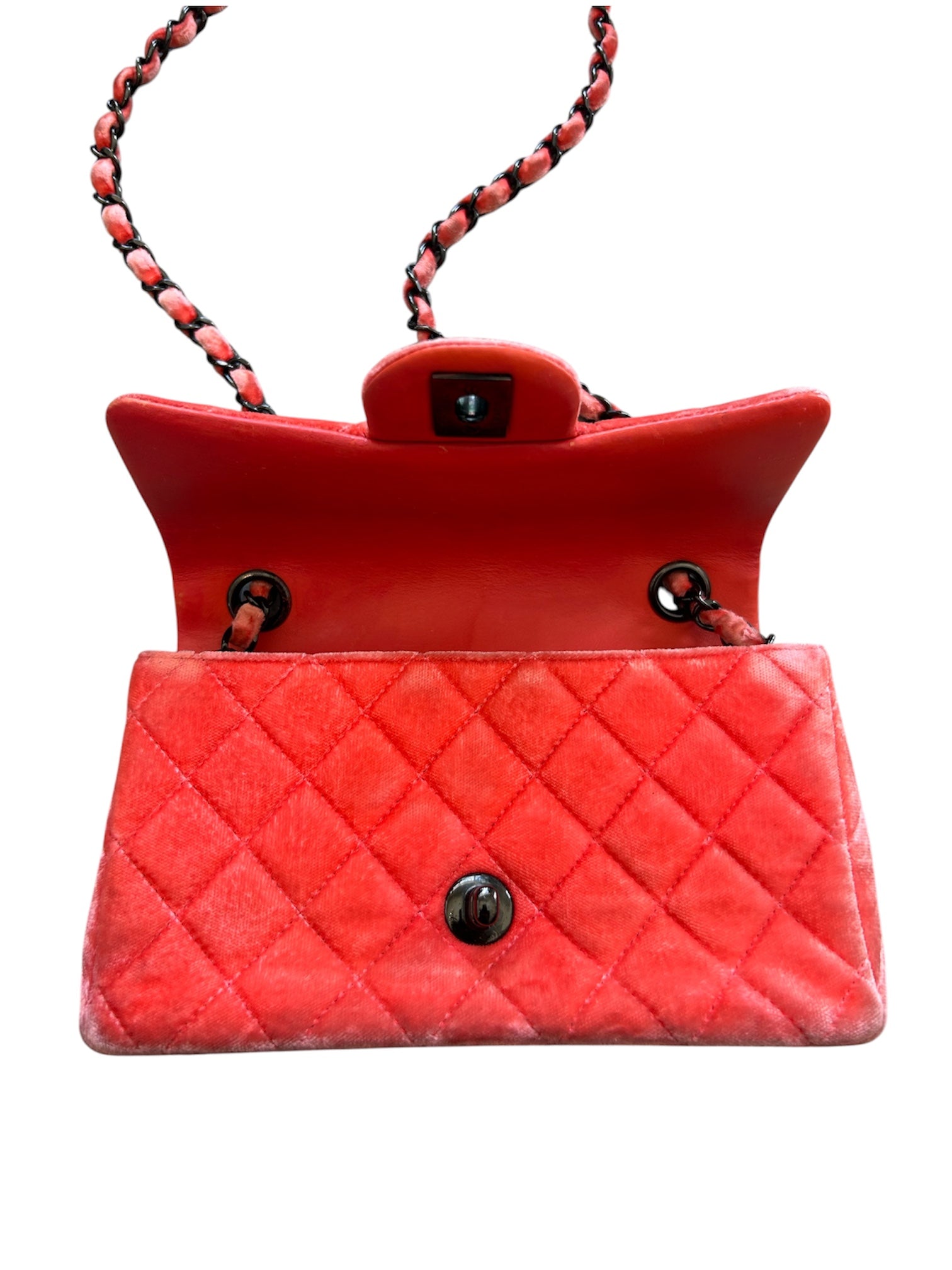 2014/15 PINK MINI CLASSIC VELVET FLAP BAG (AS IS) @SM