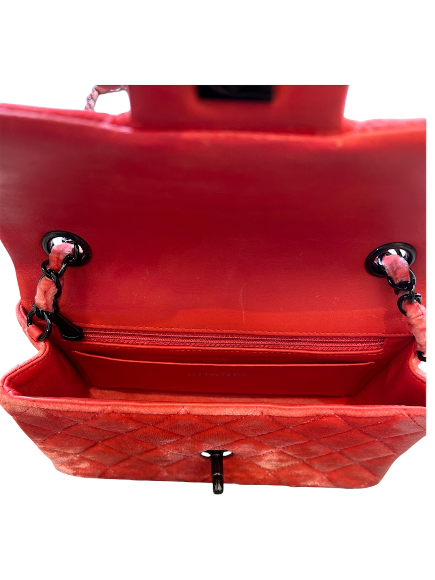 2014/15 PINK MINI CLASSIC VELVET FLAP BAG (AS IS) @SM