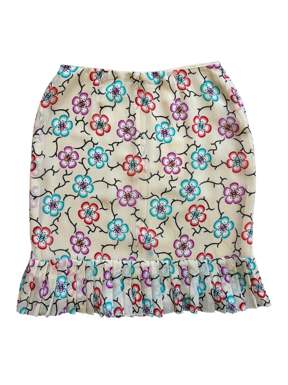 SS01 CC FLORAL LOGO SILK MIDI SKIRT @SM