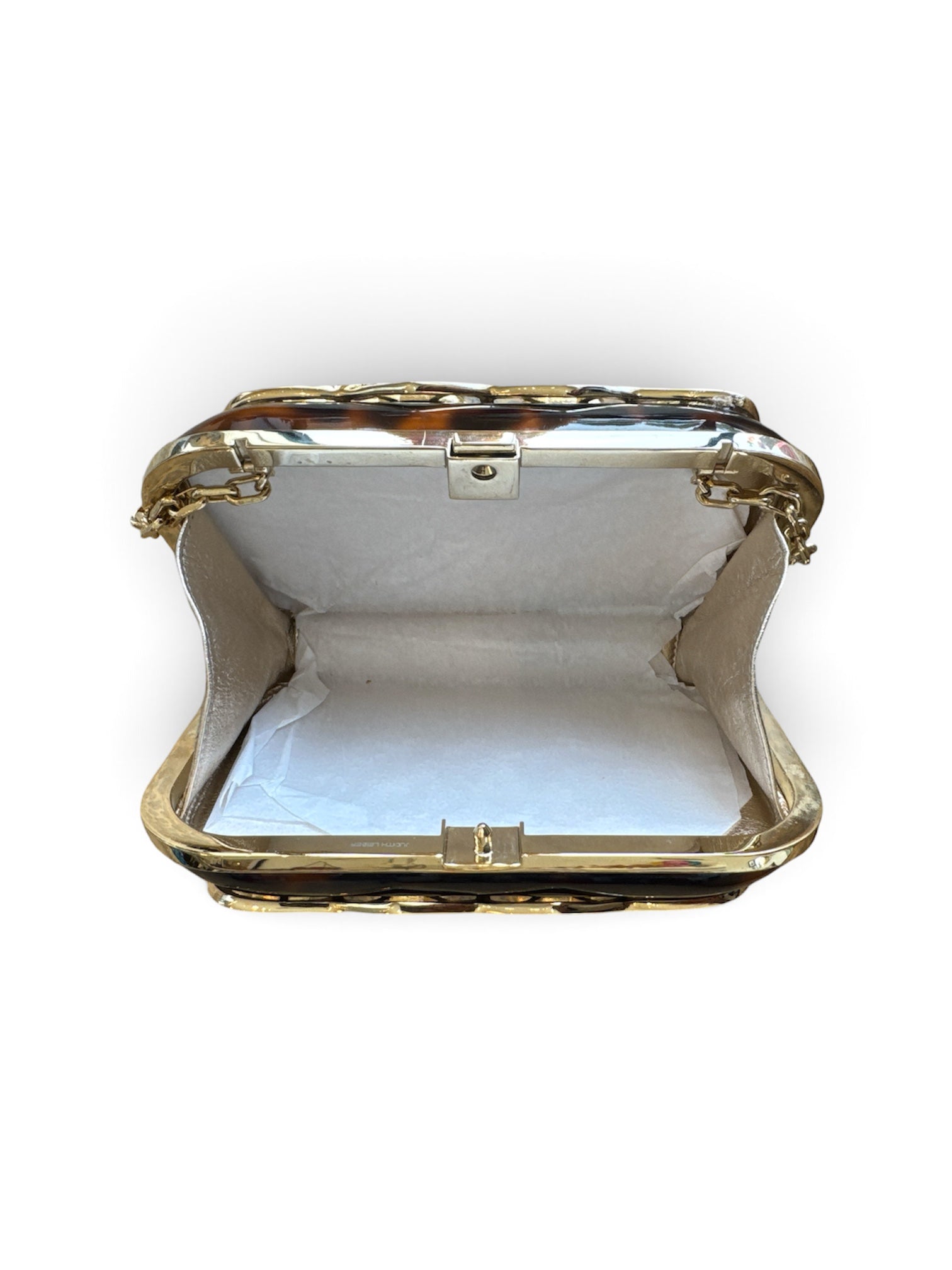 TORTOISE & GOLD STONED CLUTCH BAG @CLAUM