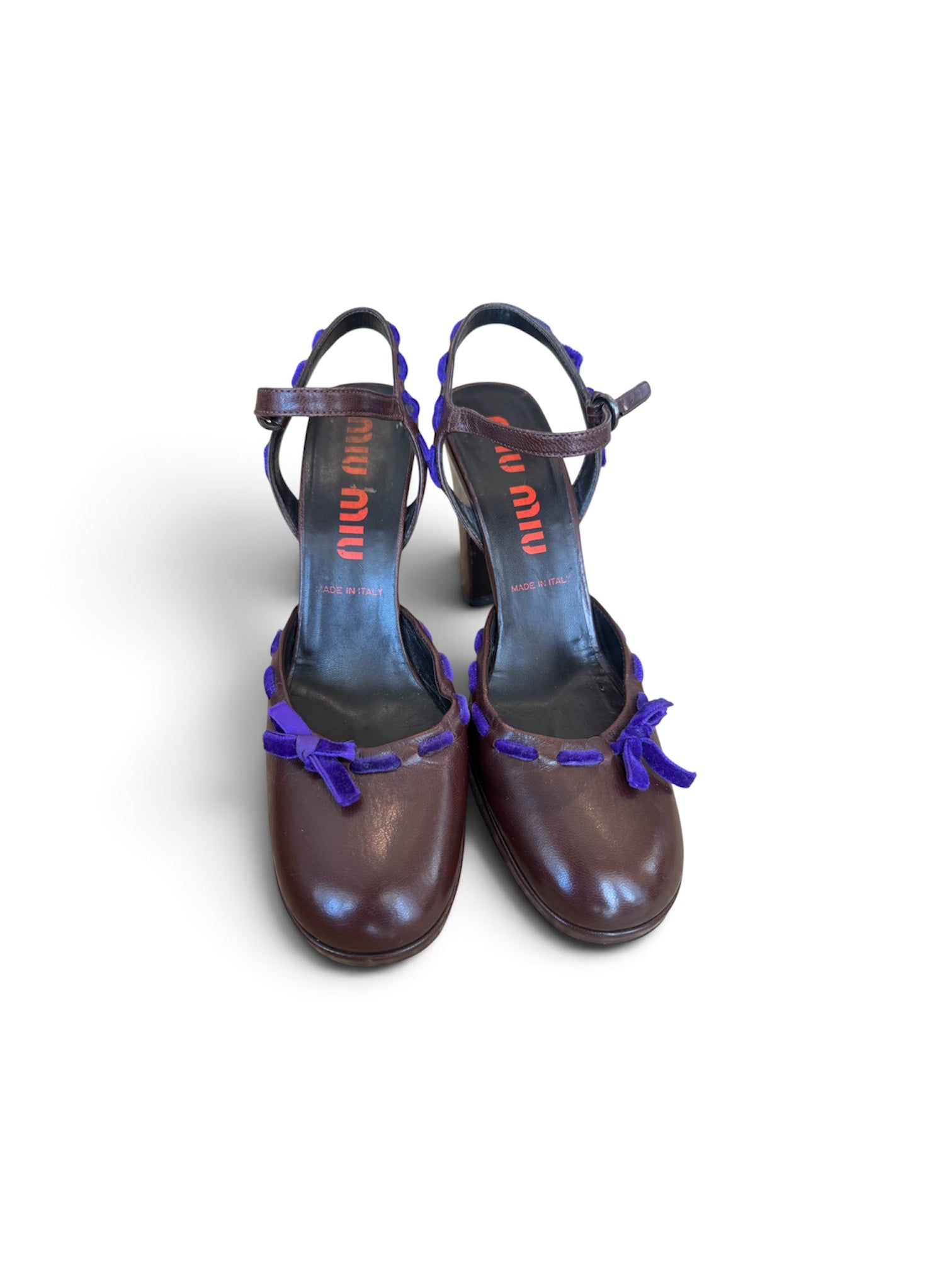 ROUND TOE HEELS W/ PURPLE RIBBON (AS IS) @SM