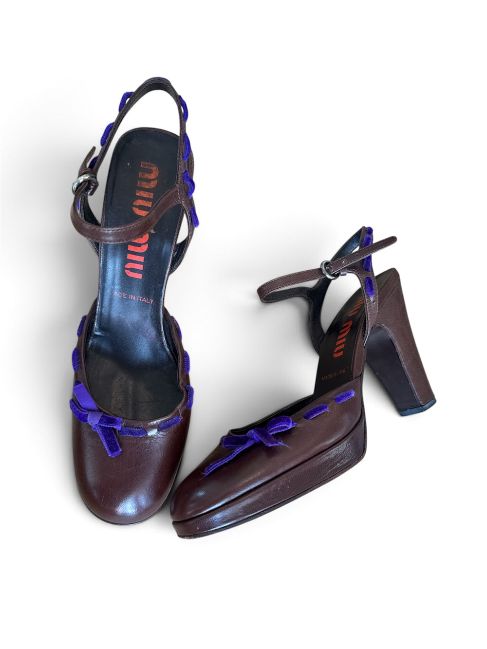 ROUND TOE HEELS W/ PURPLE RIBBON (AS IS) @SM