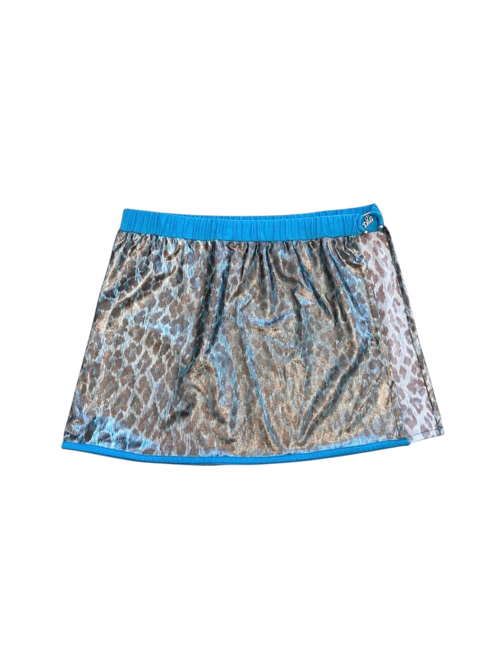 BLUE METALLIC CHEETAH PRINT COVER UP SKIRT