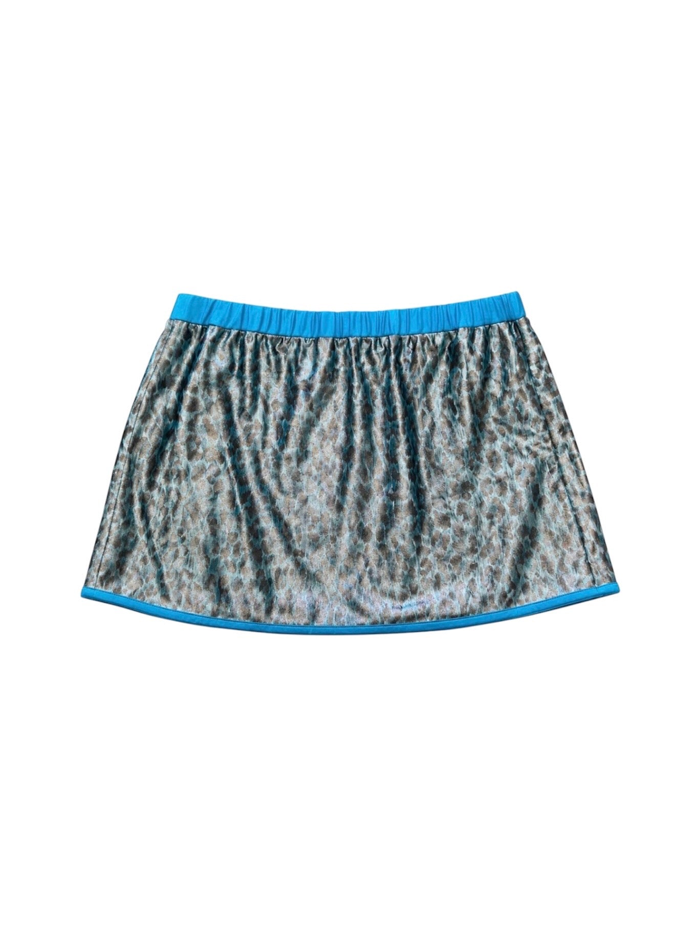 BLUE METALLIC CHEETAH PRINT COVER UP SKIRT