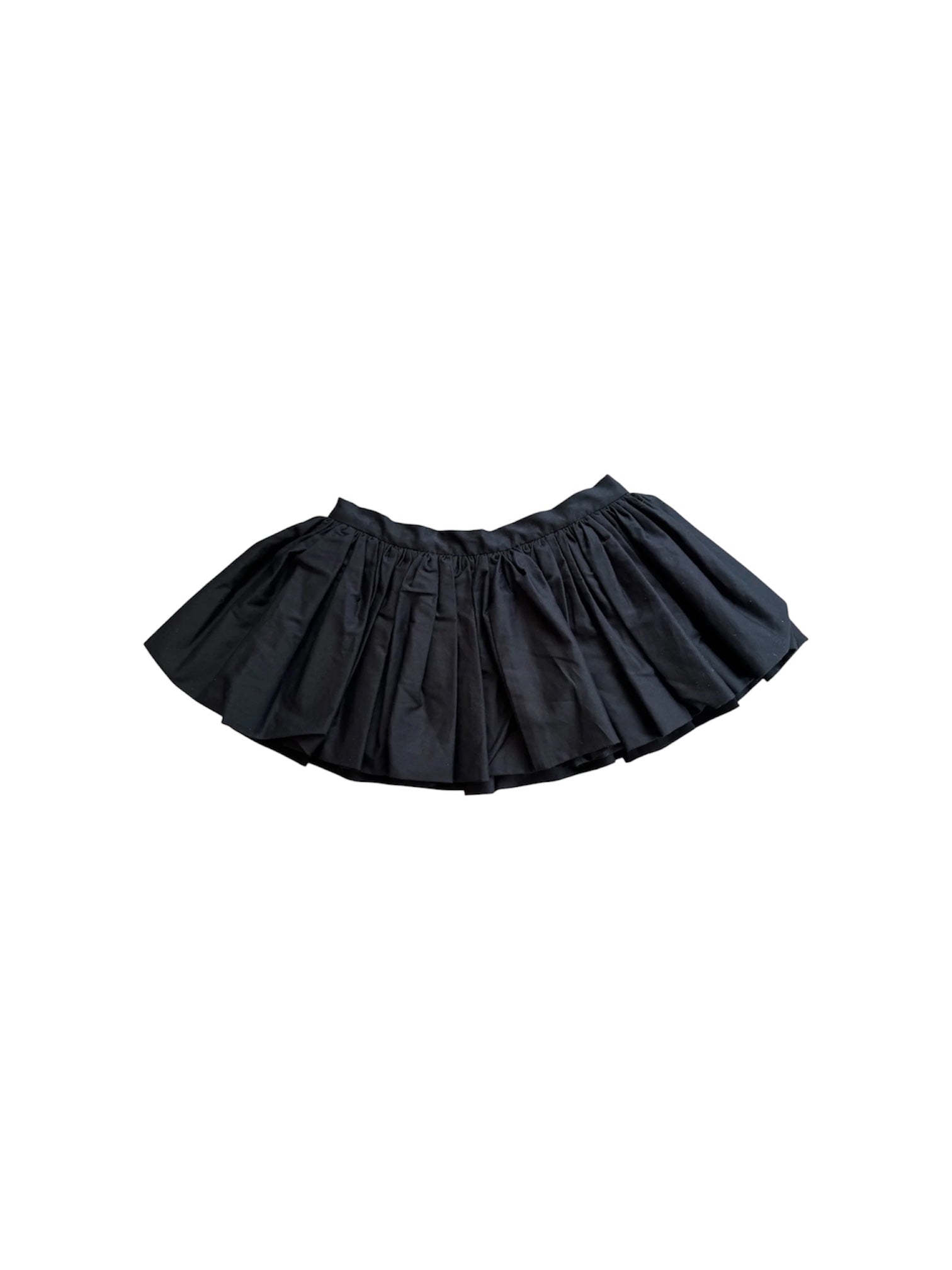 BLACK COTTON PLEATED MICRO BUBBLE SKIRT