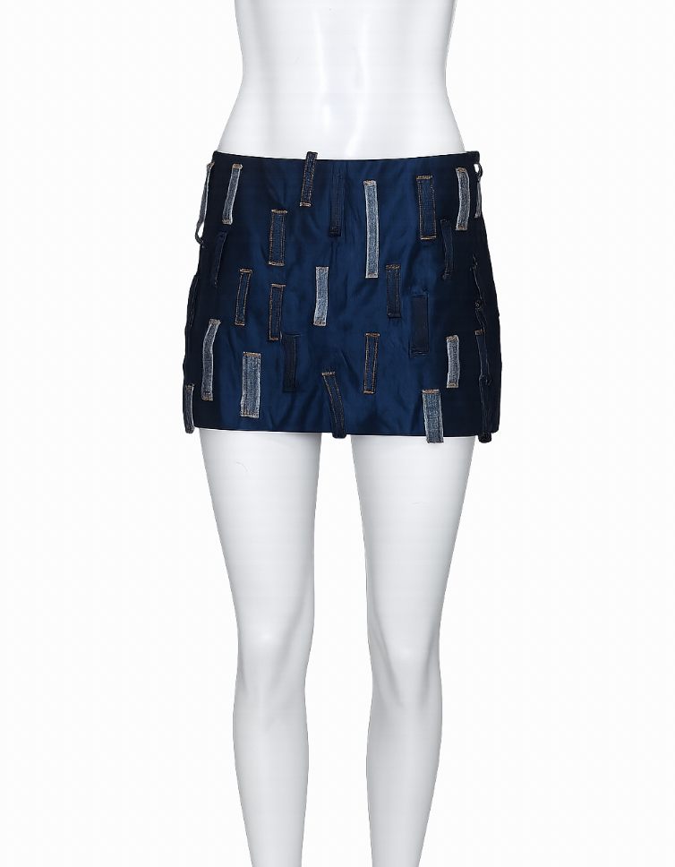 NAVY BLUE BELT LOOP MINI SKIRT