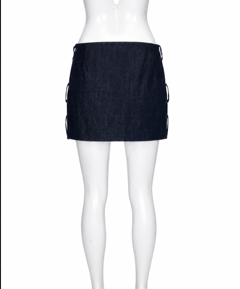 NAVY BLUE BELT LOOP MINI SKIRT