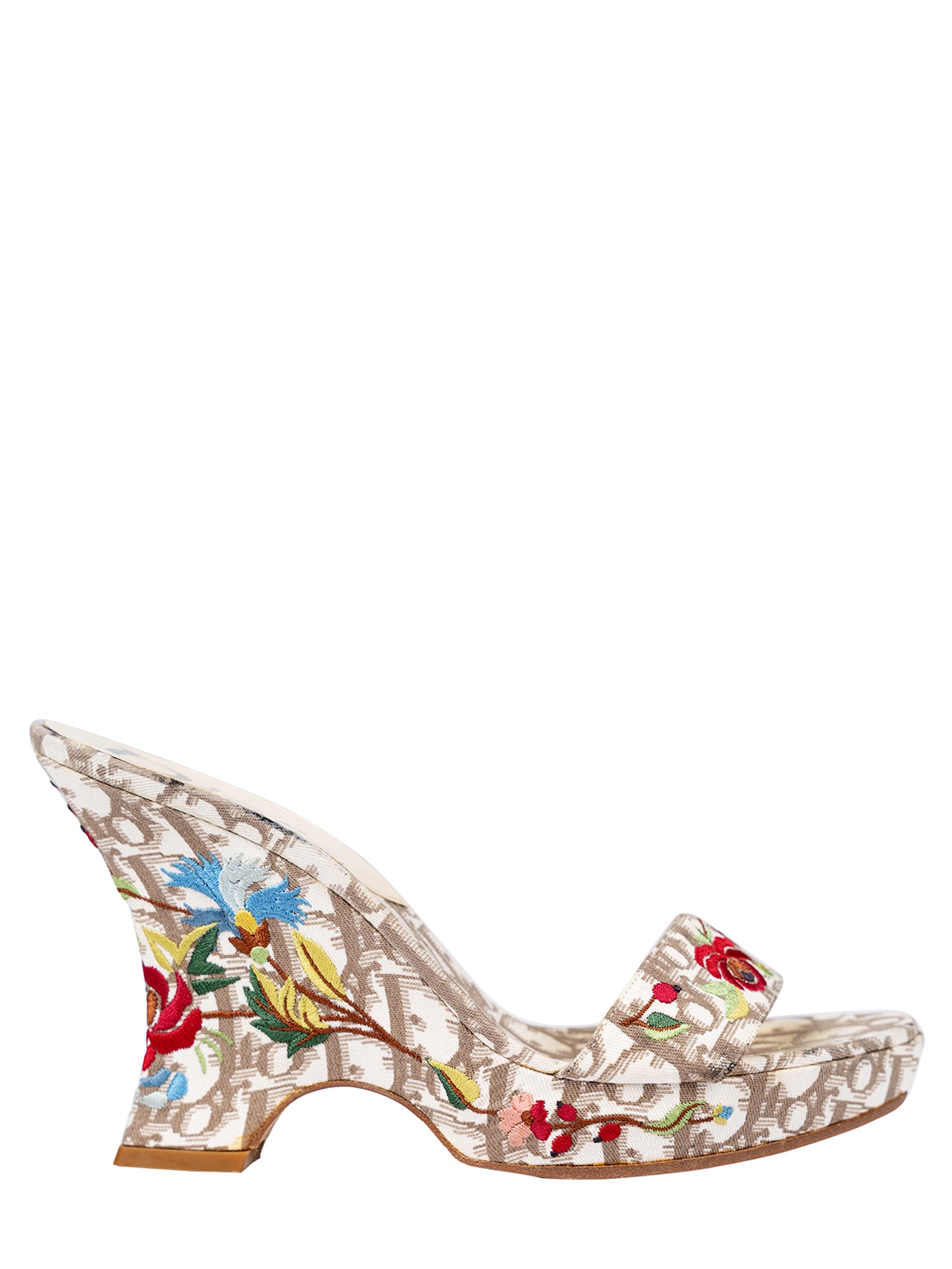 SS05 GALLIANO ERA FLORAL EMBROIDERED WEDGES
