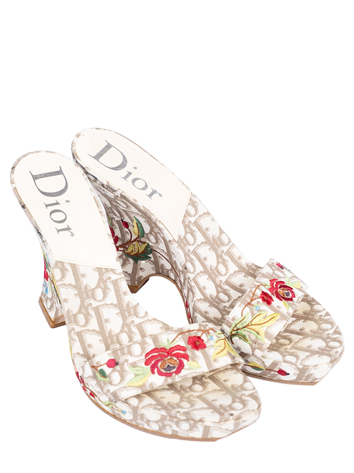 SS05 GALLIANO ERA FLORAL EMBROIDERED WEDGES