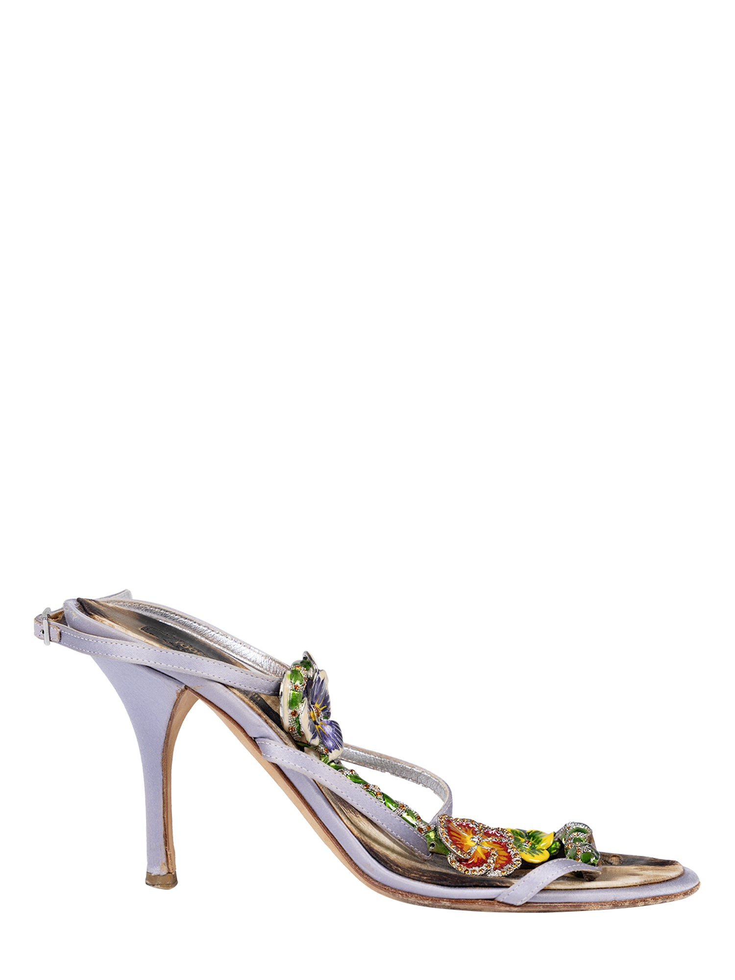 00'S SNAKE AND FLOWER ENAMEL RHINESTONE HEELS