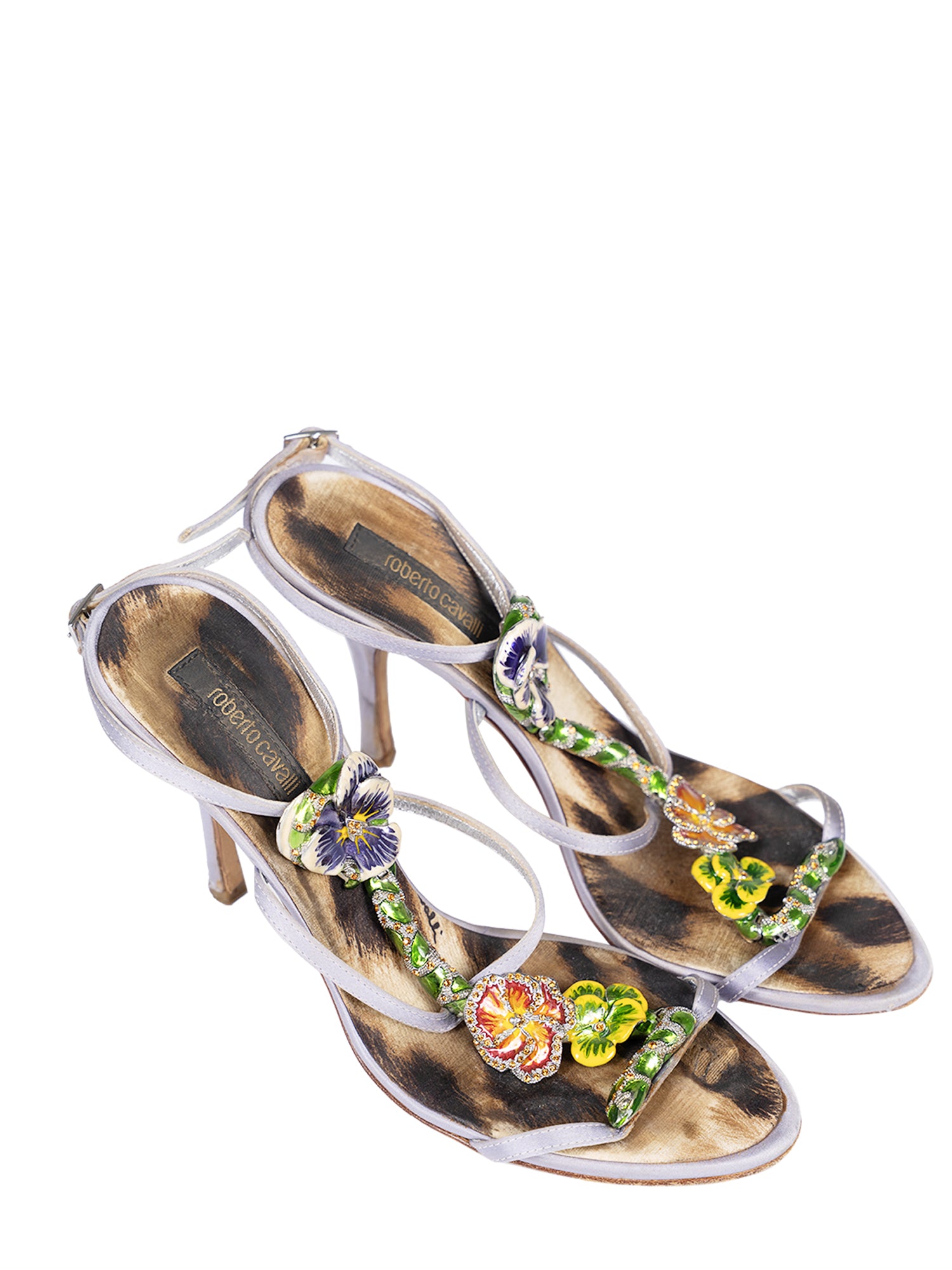 00'S SNAKE AND FLOWER ENAMEL RHINESTONE HEELS