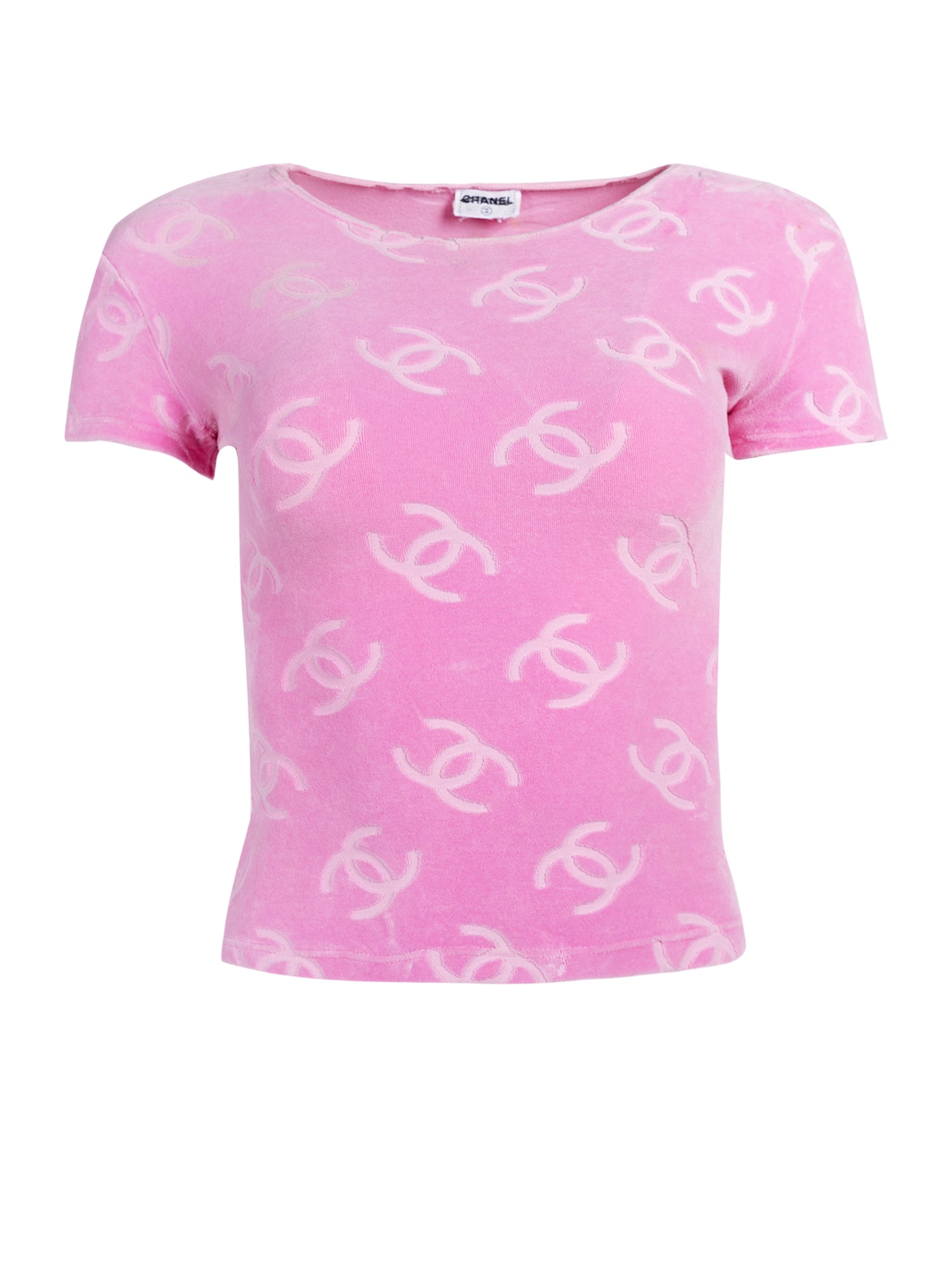 SS96 BARBIE CC MONOGRAM PINK VELOUR TOP (AS IS) @SM