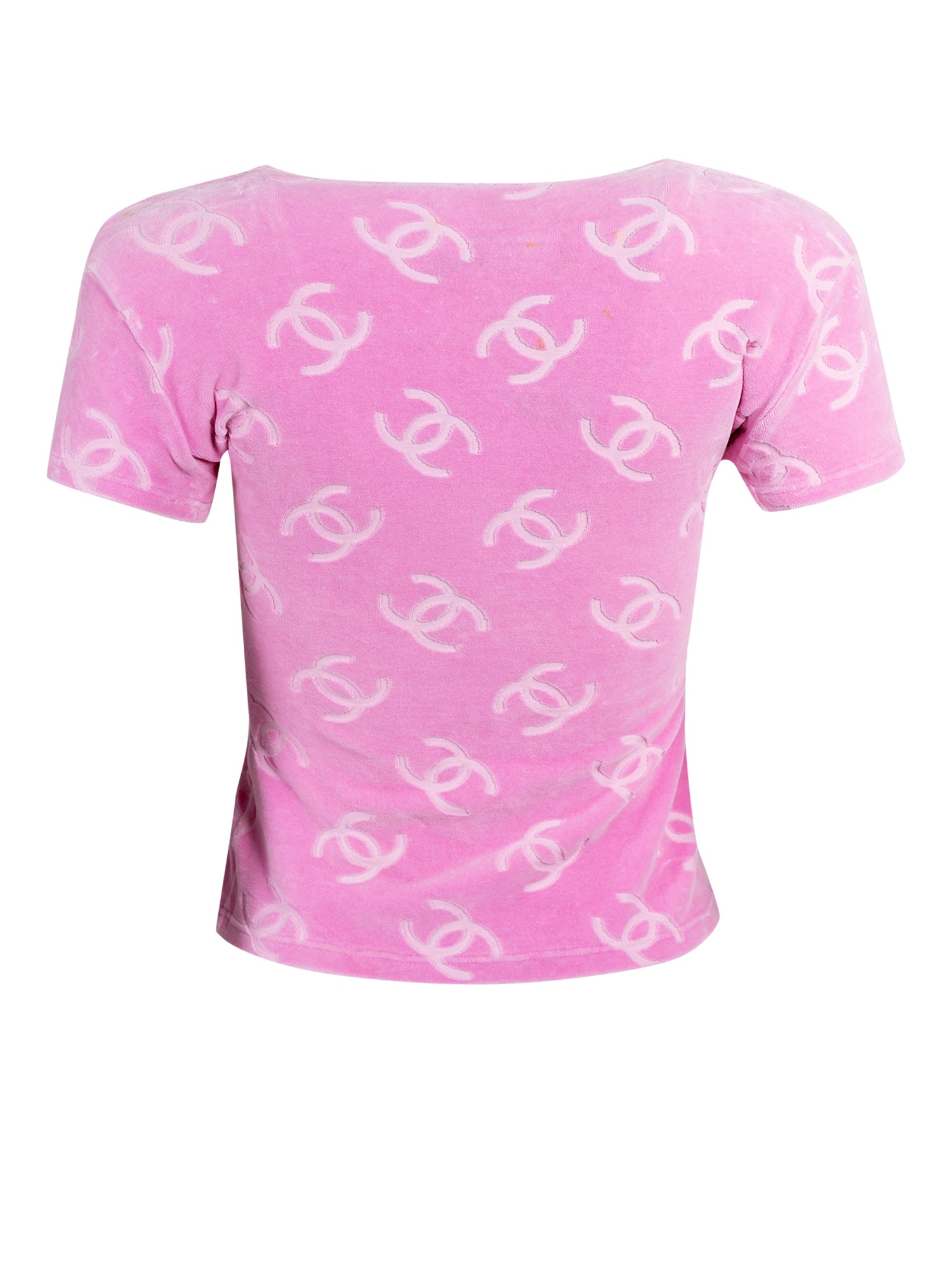 SS96 BARBIE CC MONOGRAM PINK VELOUR TOP (AS IS) @SM