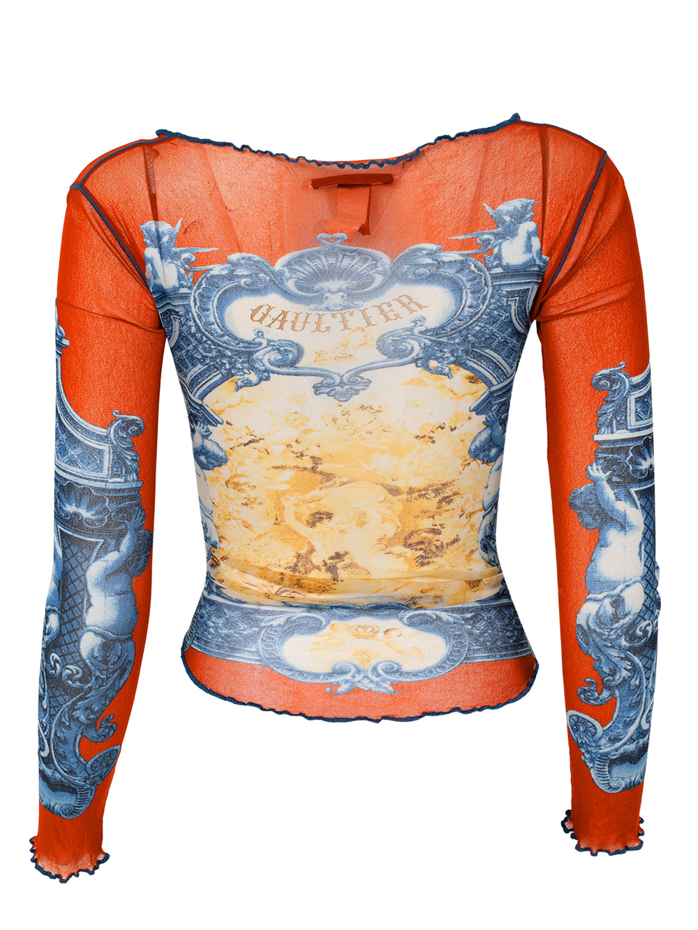 SS98 BURNT ORANGE/BLUE CHERUB CATHEDRAL L/S MESH TOP