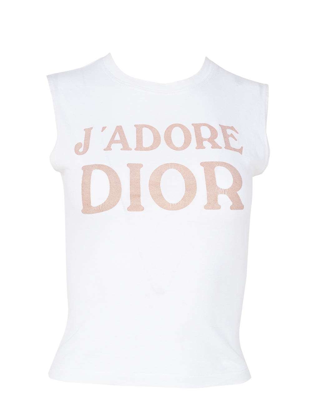SS02 WHITE J'ADORE TANK W TAUPE LETTERING