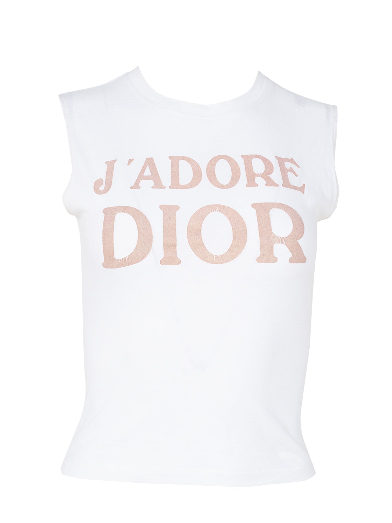 SS02 WHITE J'ADORE TANK W TAUPE LETTERING