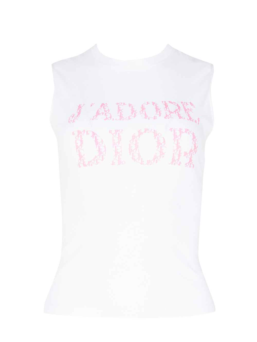 2004 WHITE J'ADORE DIOR TANK W PINK MONOGRAM LETTERING
