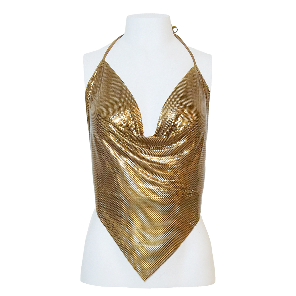 COLLECTIBLE 70S GOLD CHAINMAIL HALTER TOP