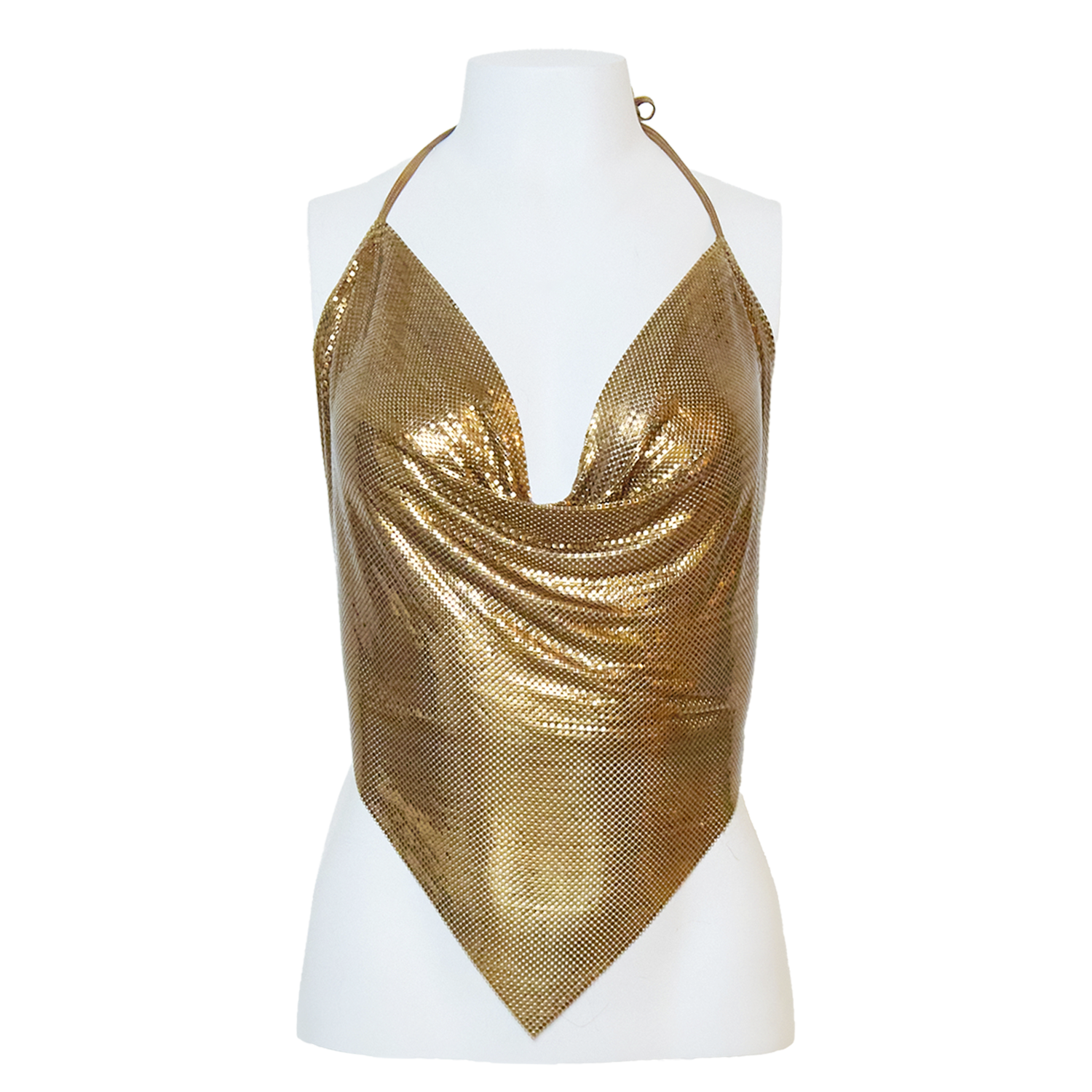 COLLECTIBLE 70S GOLD CHAINMAIL HALTER TOP