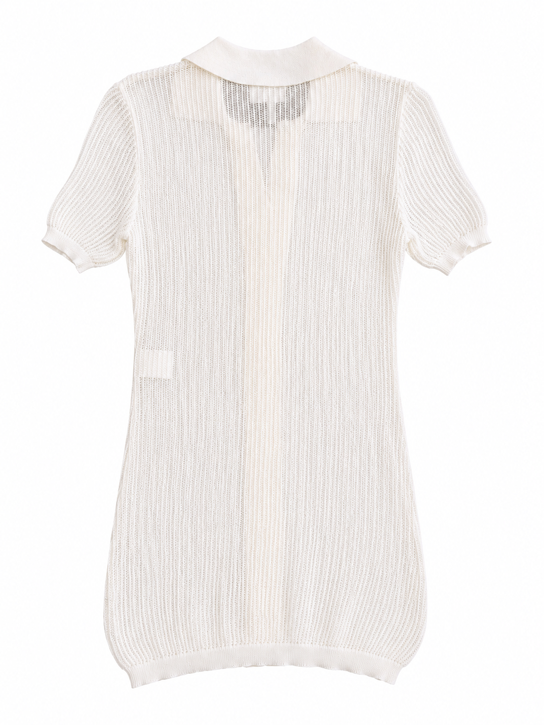 90s White Net Button-Down S/S Top