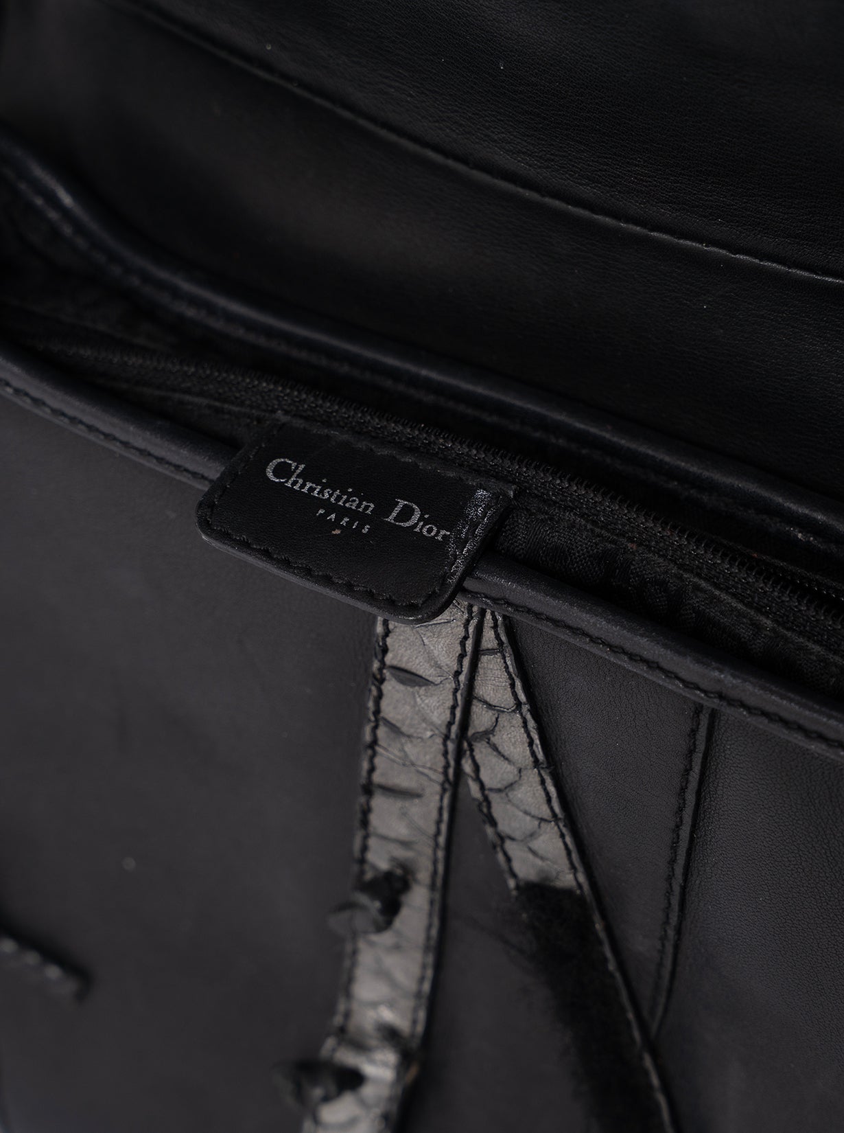 BLACK GUNMETAL PYTHON "HOLLYWOOD" SADDLE BAG