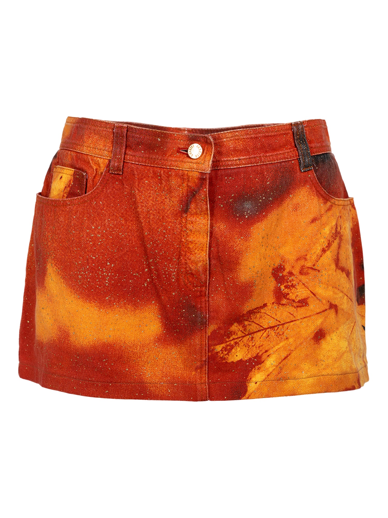 FW99 ORANGE LEAF PRINTED MINI SKIRT
