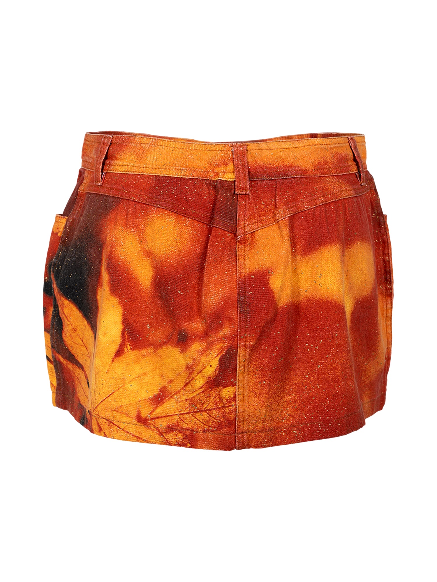 FW99 ORANGE LEAF PRINTED MINI SKIRT