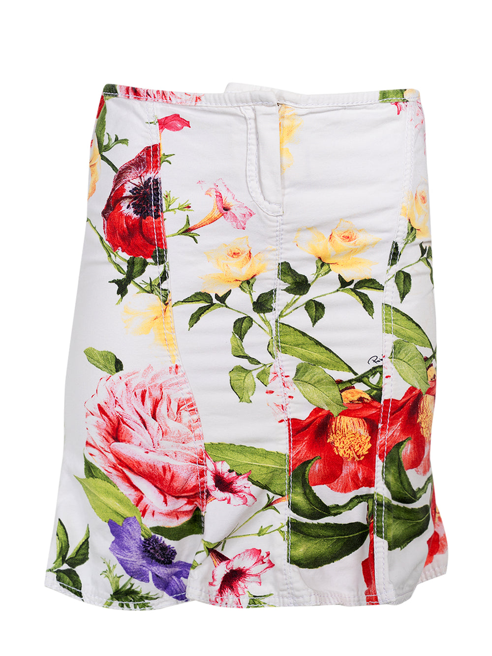 SS05 WHITE FLORAL MIDI SKIRT