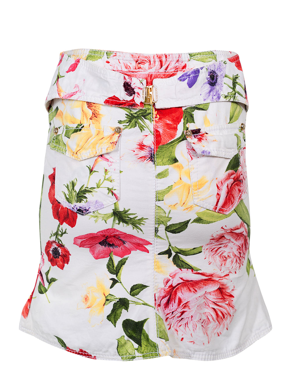 SS05 WHITE FLORAL MIDI SKIRT