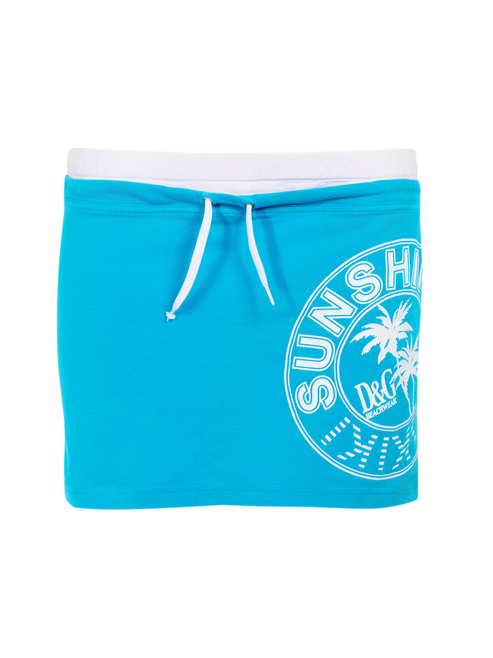 BLUE AND WHITE DRAWSTRING MINI SKIRT