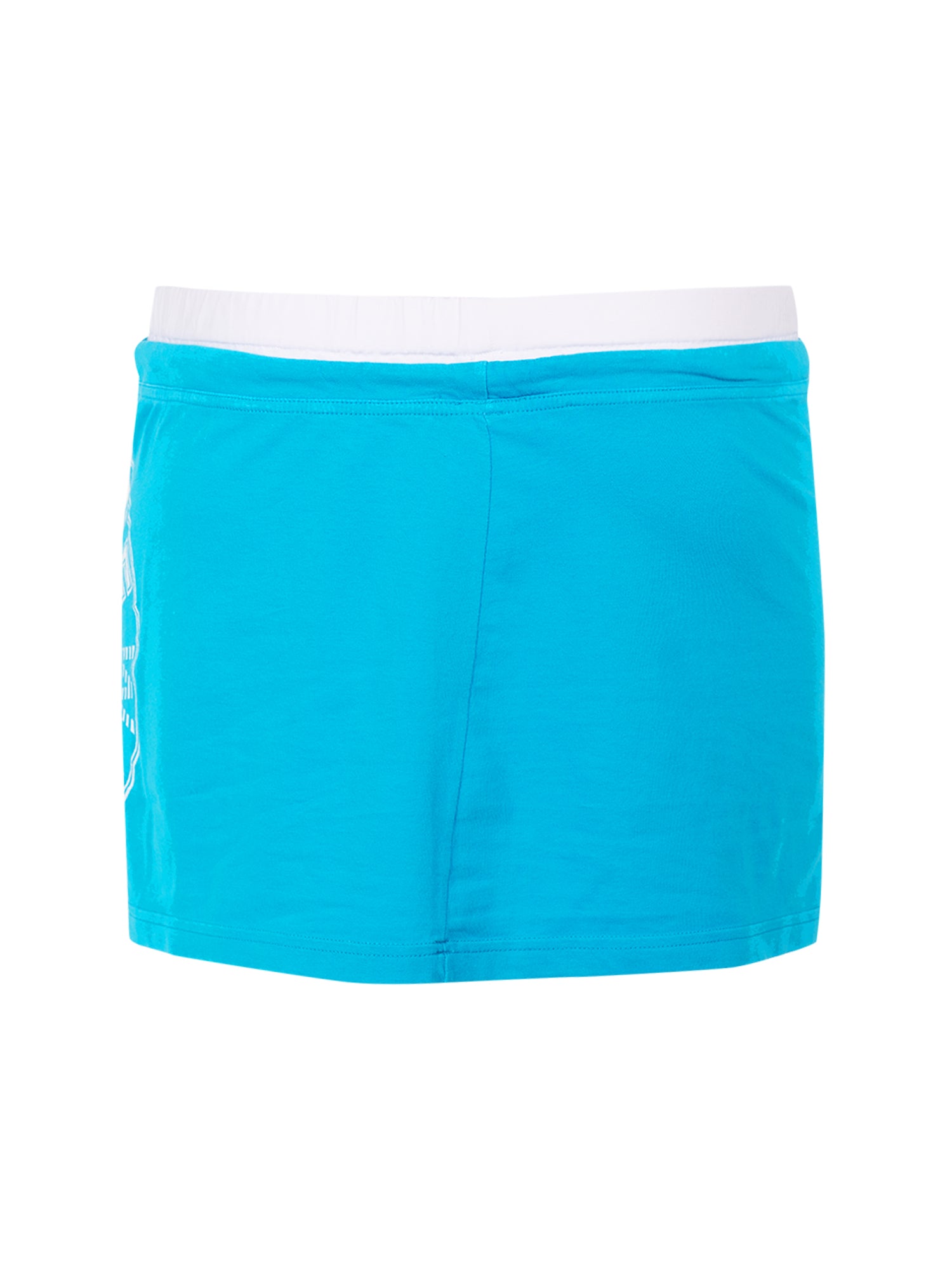 BLUE AND WHITE DRAWSTRING MINI SKIRT