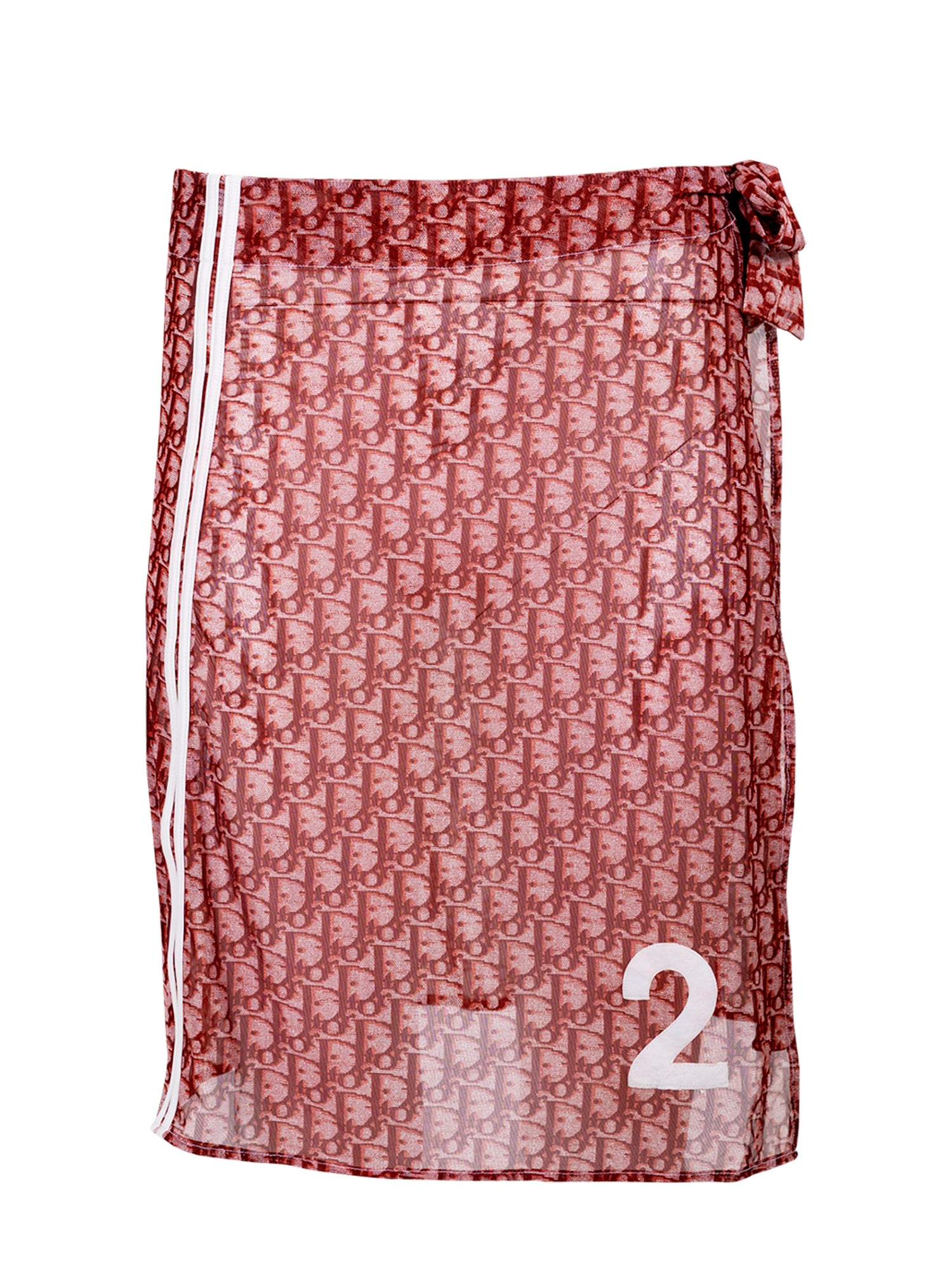 00S RED TROTTER MONOGRAM MESH WRAP AROUND COVER UP