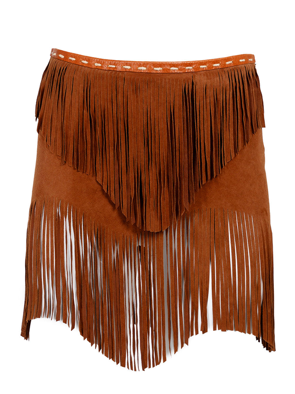 SS04 SUEDE AND GOATSKIN FRINGE MINI SKIRT