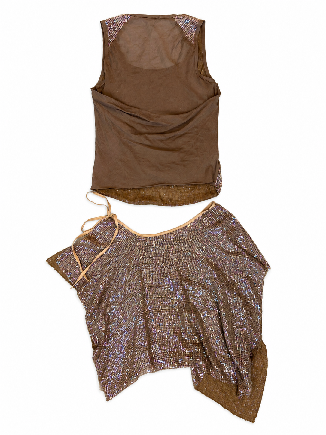 BRONZE SEQUIN SILK TANK/SKIRT SET @EBRAUN