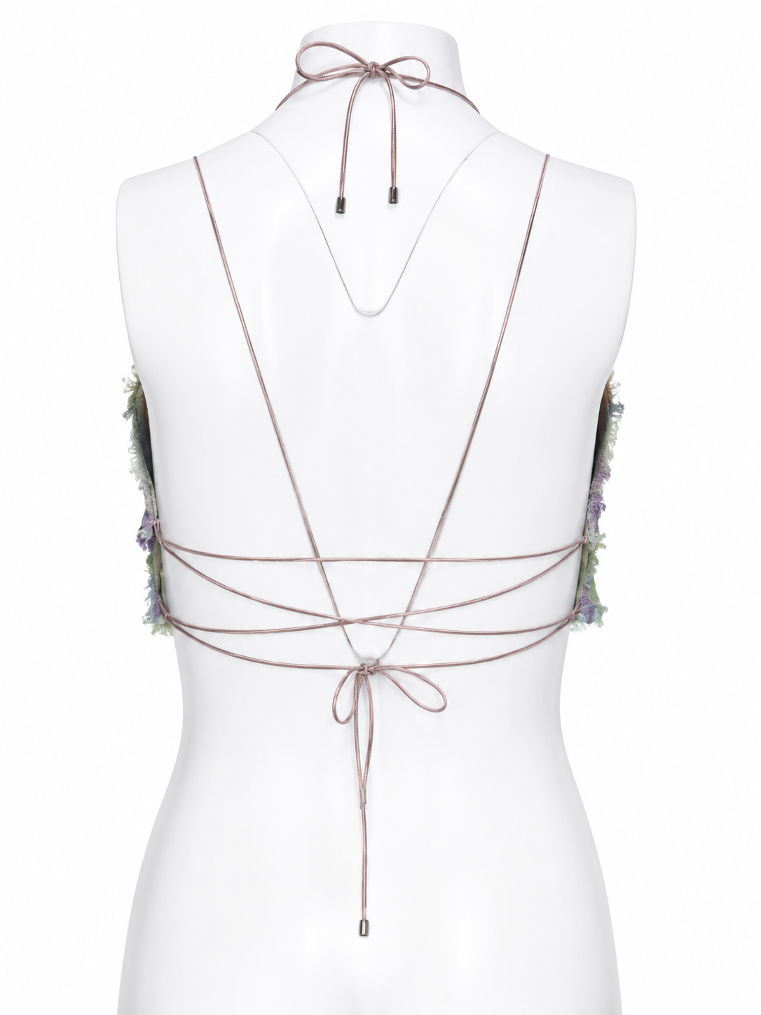 TIE DYE AND COLORFUL RHINESTONES BUTTERFLY HALTER TOP