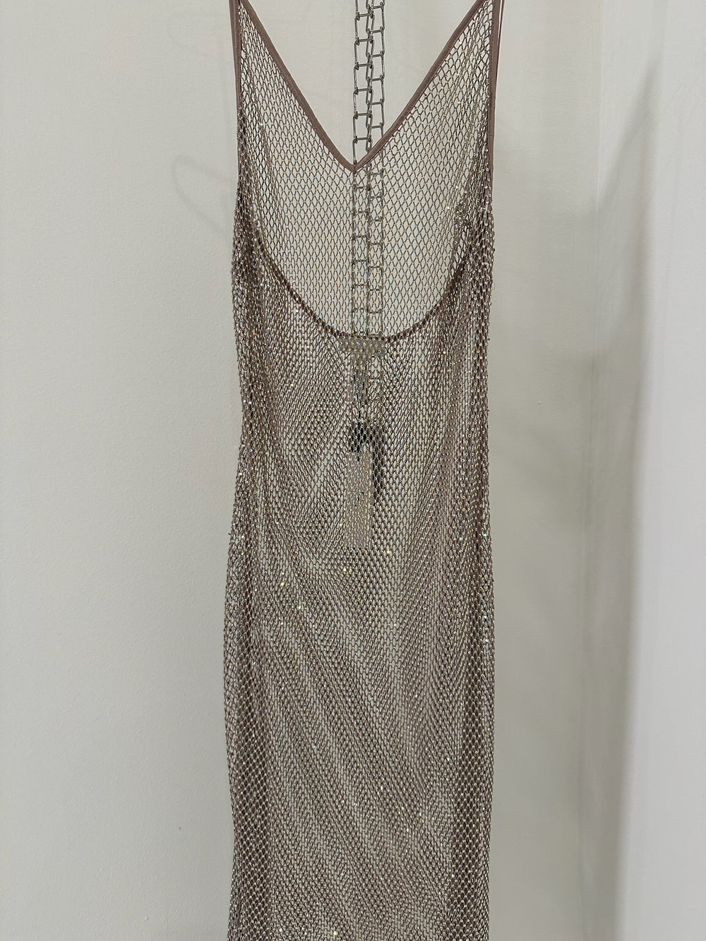 RHINESTONE FISHNET SLIP DRESS