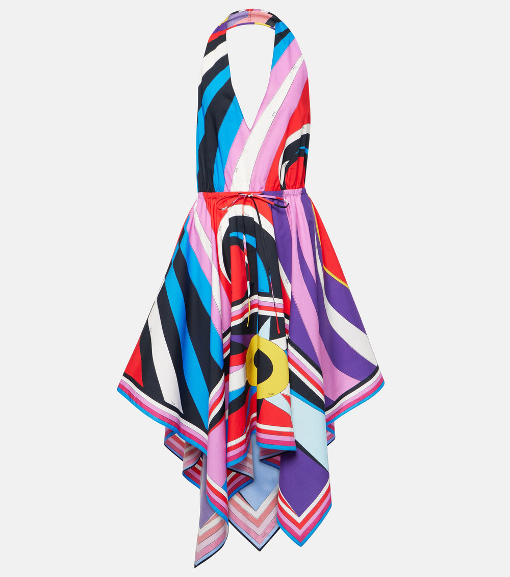 CIGNI PRINT COTTON HALTER DRESS
